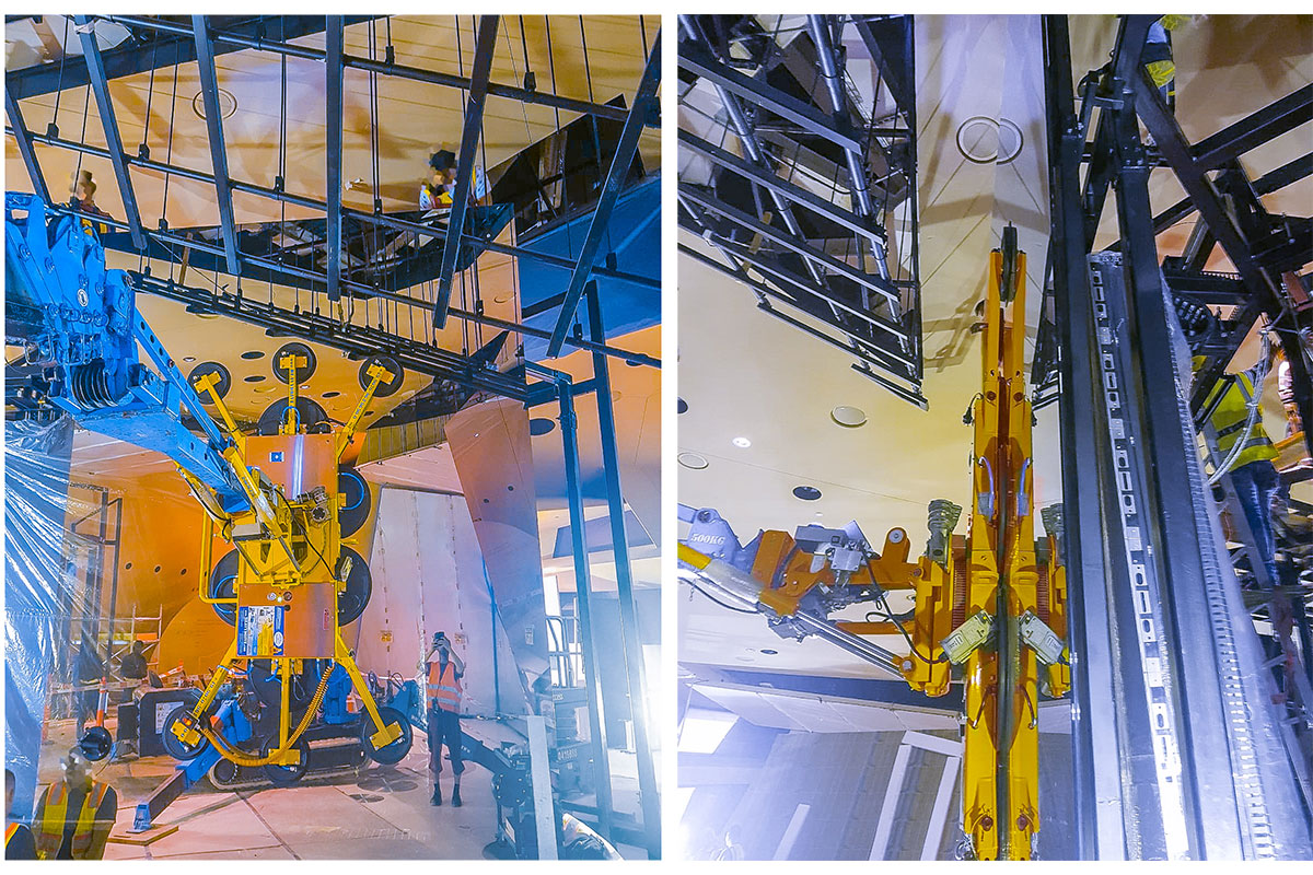 Montering av overdimensjonerte ruter under trange forhold på Nasjonalmuseet i Doha (Qatar)